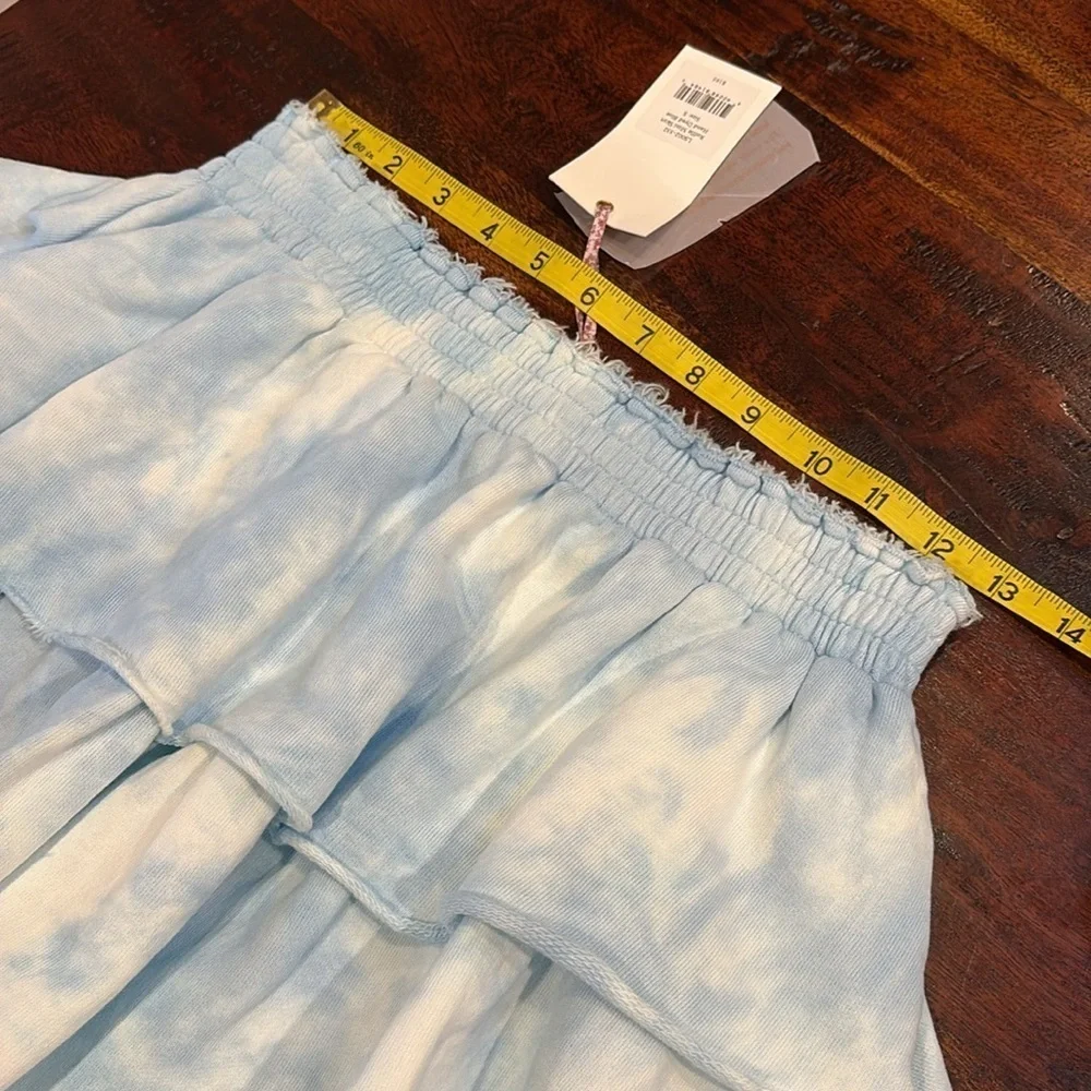 LoveShackFancy Ruffle Mini Skirt Dyed Blue Small NWT